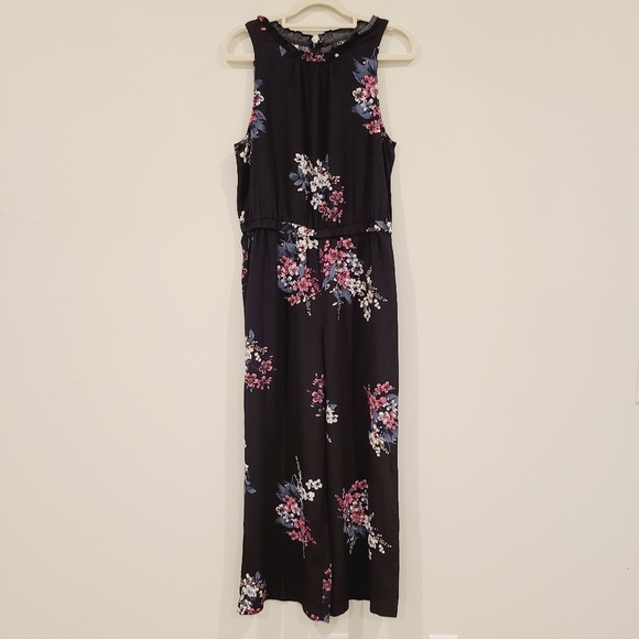 Loft Black Floral wide Leg Jumpsuit - Picture 2 of 10